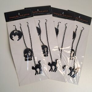 Hanging Bat, Skull, and Cat Candle Decorations